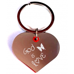 Breloc metalic inima, ABS rosu, God is Love